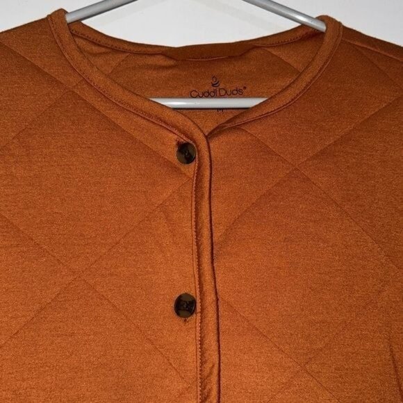 Cuddl Duds Women's Size M Light  Quilt Shirt Jacket Orange - Picture 3 of 9